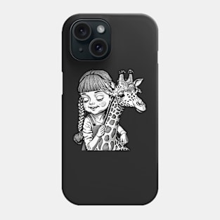 Girl And Giraffe Illustration Phone Case