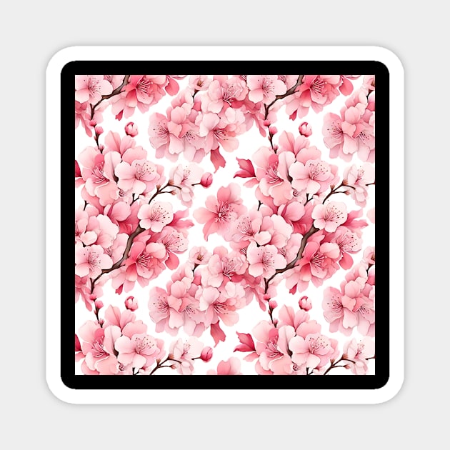 Pink Sakura Cherry Blossom Pattern Magnet by Trendz by Ami
