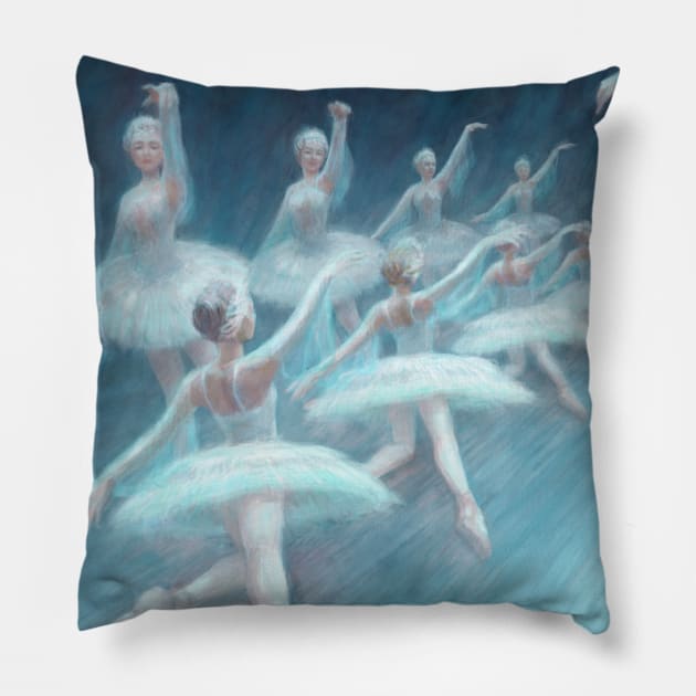 Dancing Swans Pillow by eosofdawn