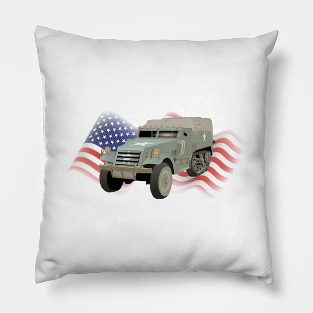 Patriotic M3 American WW2 Half-track Pillow by NorseTech