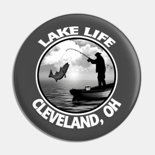 Cleveland Ohio Lake Life Fishing Walleye Perch Bass Fish Pin