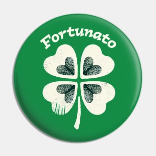 Fortunato Emblem - Distressed Four-Leaf Graphic Design Pin