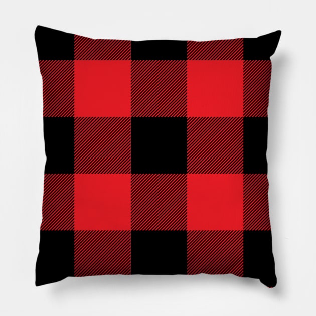 Black and Red Buffalo Plaid Large Check Checkered Pattern Pillow by squeakyricardo