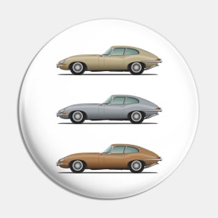 Jaguar E Type Fixed Head Coupe Gold Silver And Bronze Pin