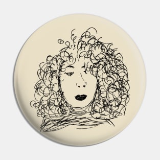 Curly Hair Lady Pin