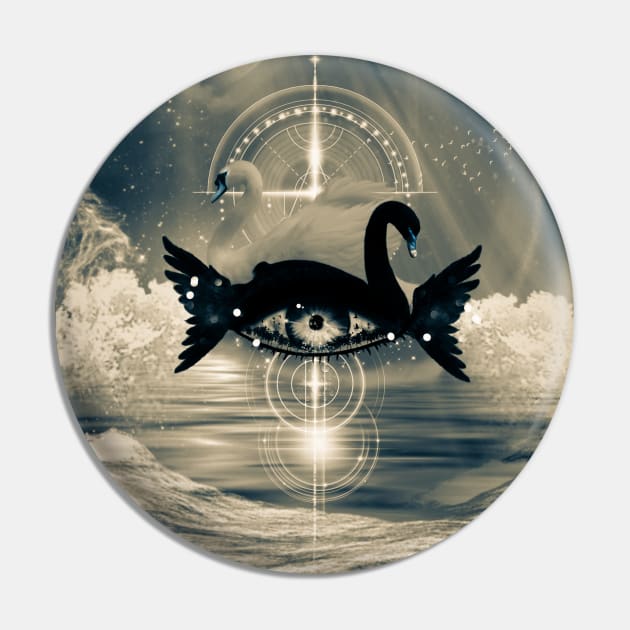 Fantasy eye with swan in black and white Pin by Nicky2342