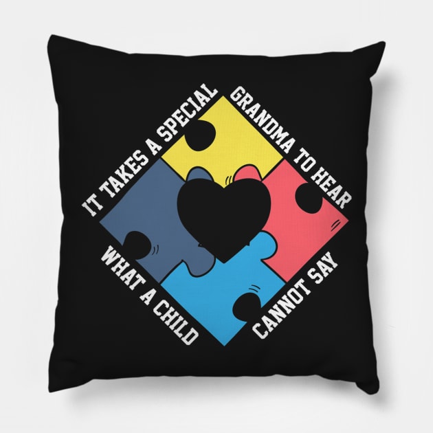 Autism Grandma Puzzle Piece Pillow by CarolIrvine
