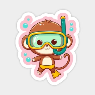 Cute monkey Snorkeling Magnet