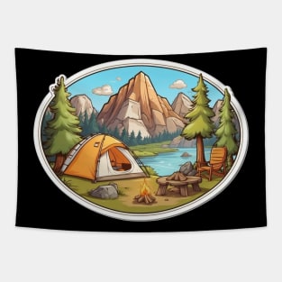 Camping Tent Family Funny Camping Sunset Since Tapestry