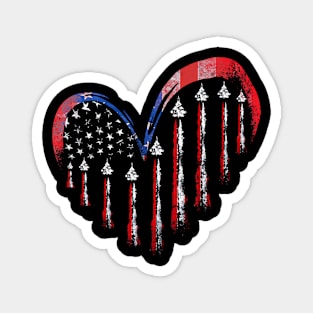 Fighter Jet Airplane American Flag Heart 4Th Of July Magnet