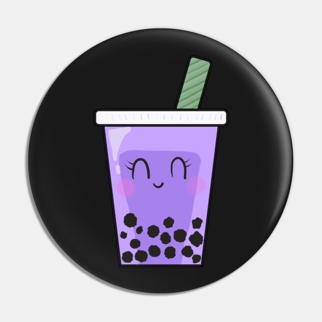 Kawaii Boba Taro Bubble Tea Ube Purple Yam Pin by kristinedesigns