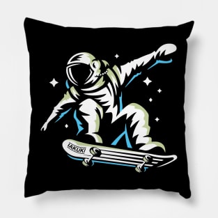 Astronaut Rides on Skateboard Pillow