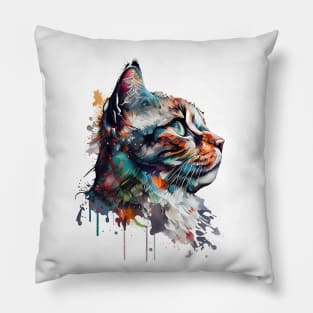 Cat Colorful Illustration Pillow