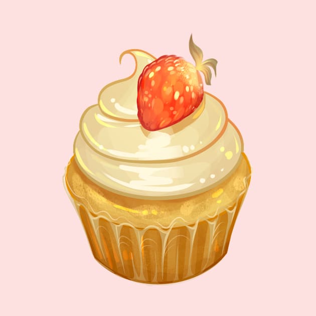 Strawberry Vanilla Cupcake by Claire Lin