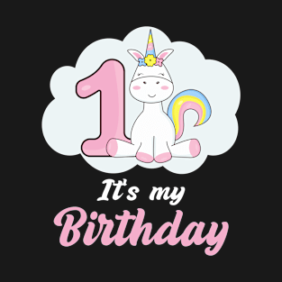 Birthday Shirt Girl Cute Unicorn, It's my first  Birthday 1 Year Old T-Shirt