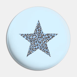 Leopard Print Star Pattern in Blue, Grey and White Pin