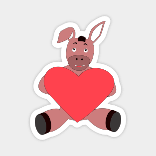 Cute donkey holding heart shape Magnet