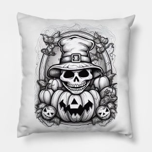 scary witch on white background Pillow