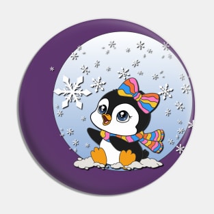 Christmas Penguin with Snowglobe Pin