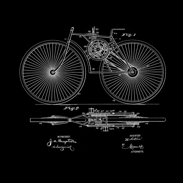 Bicycle Vintage Patent Drawing by TheYoungDesigns