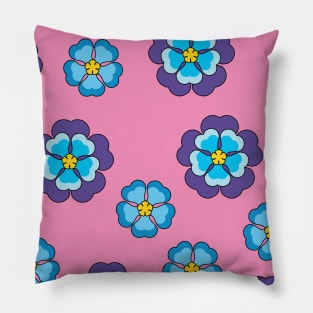 Blue Violet Pink Floral Pattern Pillow