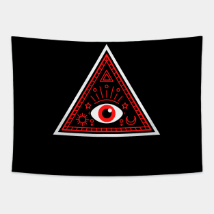 All Seeing eye - red and black with red eye Tapestry