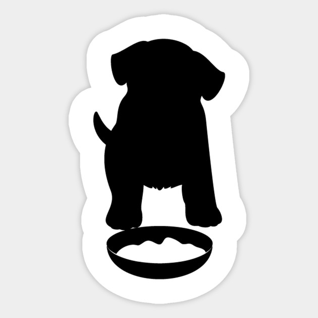 Puppy Dog Eating Food Silhouette Puppy Sticker Teepublic