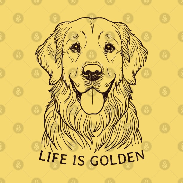 Golden Retriever Lover Art - Life is Golden Graphic for Dog Enthusiasts by Tintedturtles