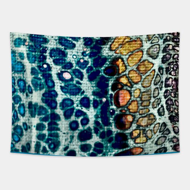 animal print acrylic cellular pour art Tapestry by baksuart