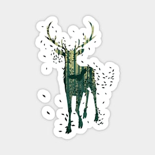 Deer and Abstract Forest Landscape Magnet