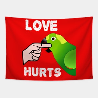 Love Hurts Yellow Naped Amazon Parrot Biting Tapestry