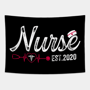 Womens New Nurse Est 2020 Nursing School Graduation Gift Tapestry