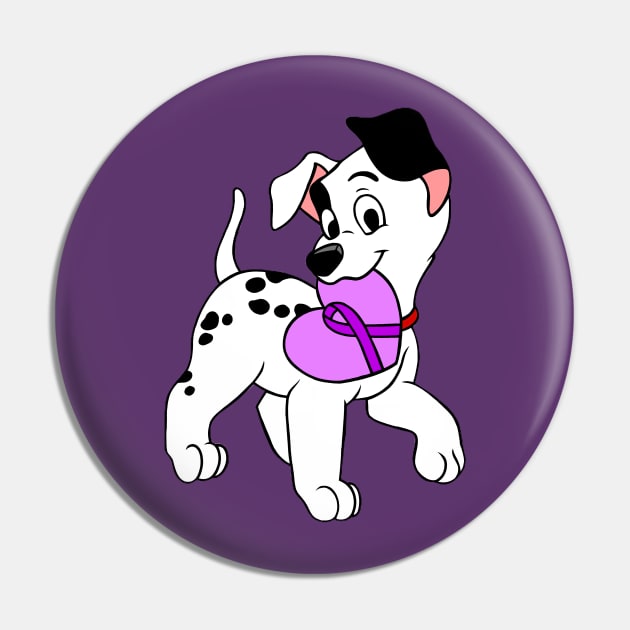 Dalmatian with purple Awareness ribbon Pin by CaitlynConnor