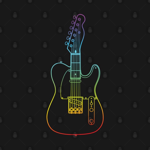 Three Frets T-Style Electric Guitar Colorful Outline by nightsworthy