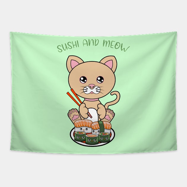 All I Need is sushi and cats, sushi and cats Tapestry by JS ARTE