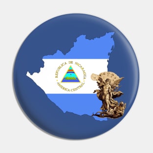 Nicaragua Flag Map and St Michael the Archangel Angel Pin