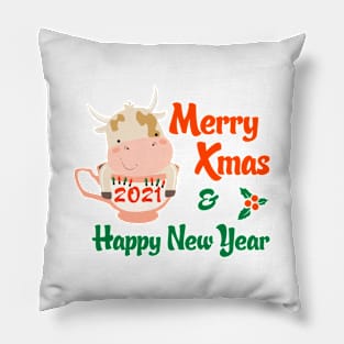 Merry Xmas and happy new year bull talisman Pillow