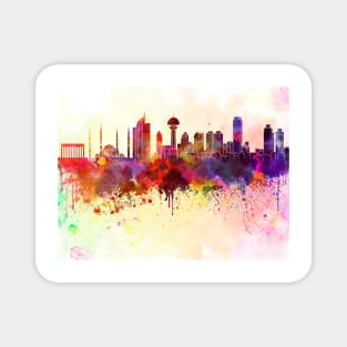 Ankara skyline in watercolor background Magnet