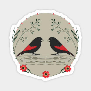 Two Symmetrical Birds Magnet