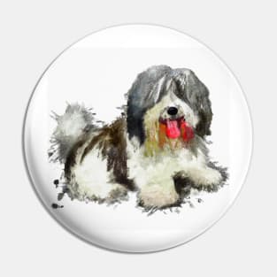 Tibetan Terrier Watercolor - Dog Lovers Pin