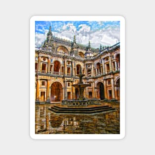 Cloister of John III after the rain. Convento de Cristo. Magnet