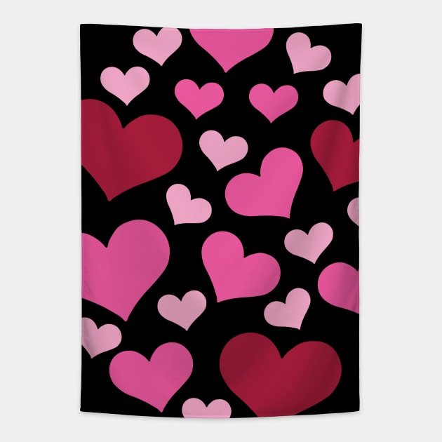 Hearts | Love | Pink | Oval | Black Tapestry by Wintre2