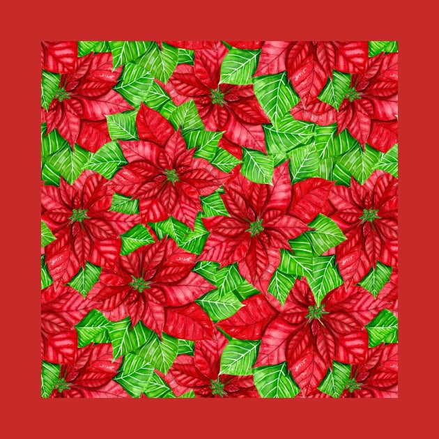 Poinsettia watercolor Christmas pattern by katerinamk