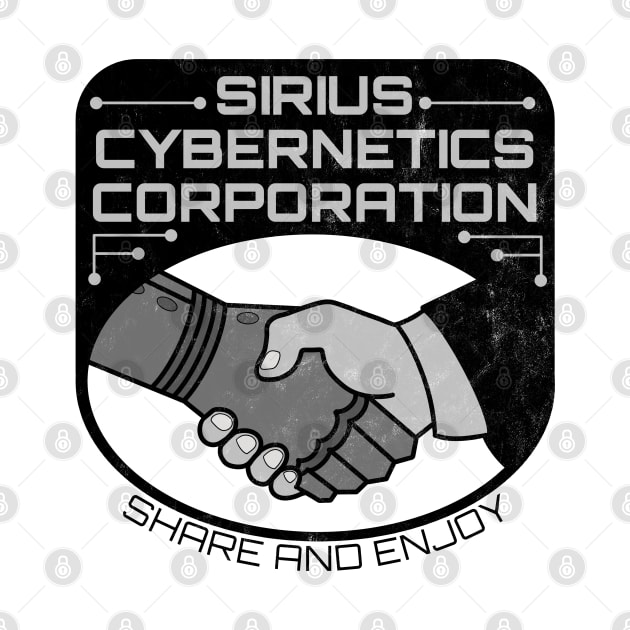 Sirius Cybernetics Corporation (black print, light distressing) by Stupiditee