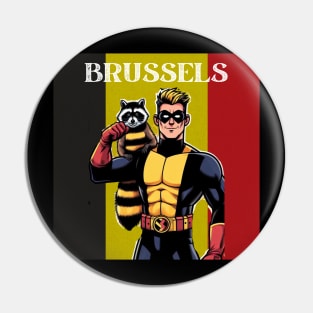 Brussels Comic Book Superhero Raccoon Belgian Pin