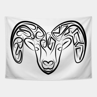 Black and White Tribal Goat / Sheep Tapestry