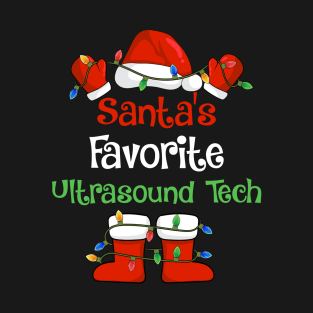 Santa's Favorite Ultrasound Tech Funny Christmas Pajamas T-Shirt