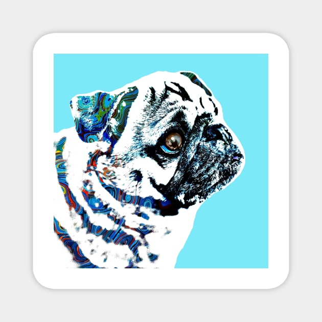 Pug Dog 166 blue Magnet by artbylucie