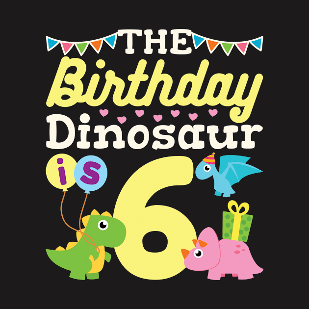 Kids Dinosaur Birthday Shirt - 6th Birthday by redbarron