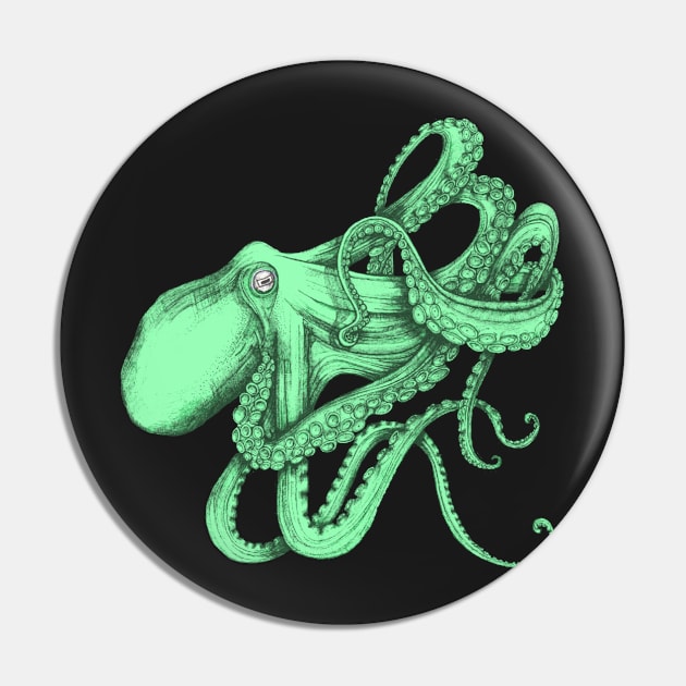 Octopus, green, on black. A tangle of tentacles. Pin by krisevansart